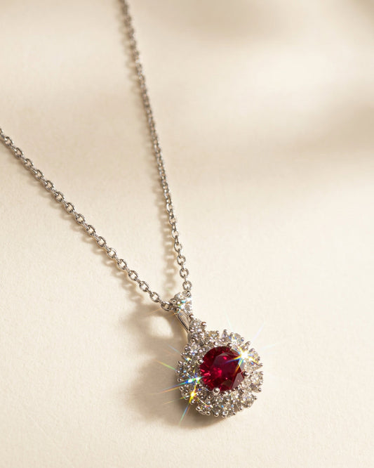 培育鑽石紅寶石電鍍白金項鏈 主石1.75ct+0.717ct Lab grown diamond Pendant