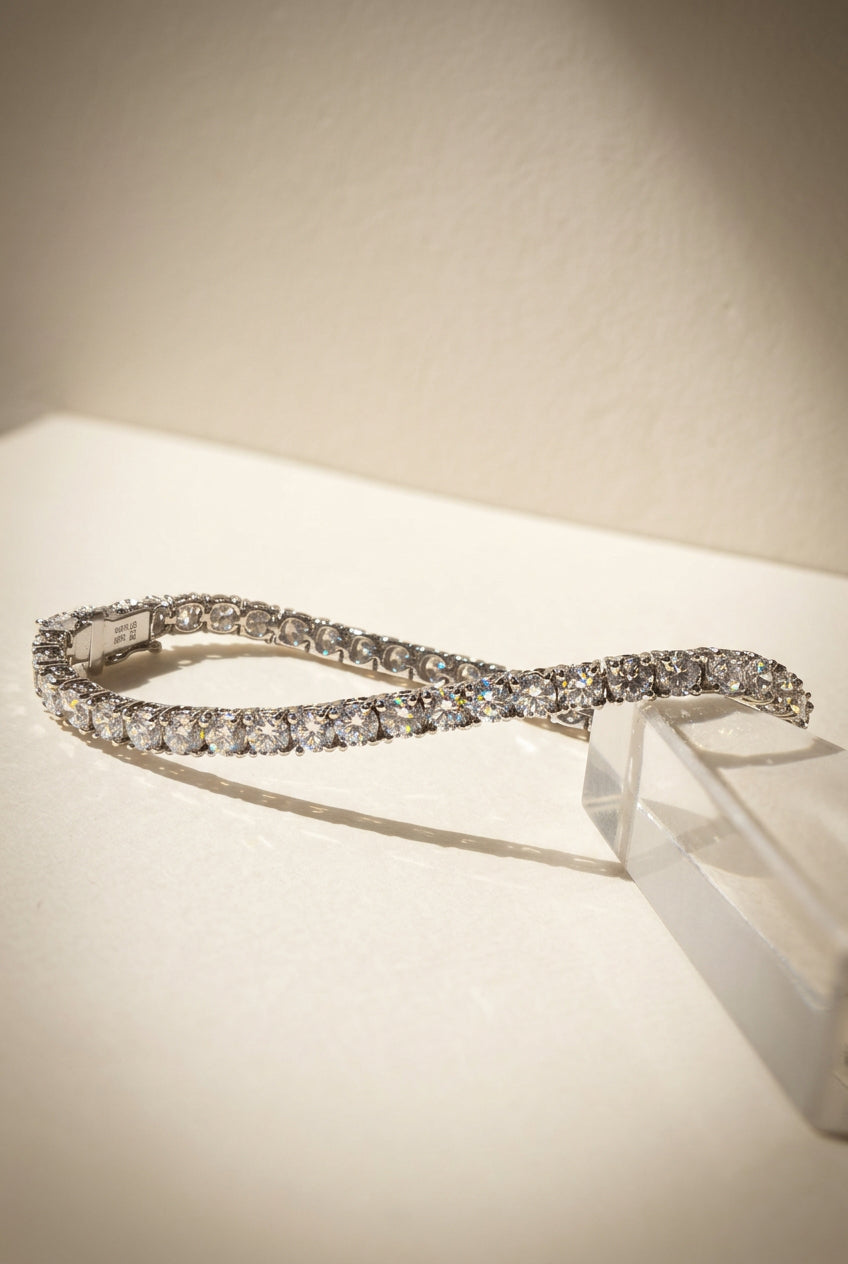 培育鑽石電鍍白網球手鏈 5份 1粒共3.4ct tennis Bracelet