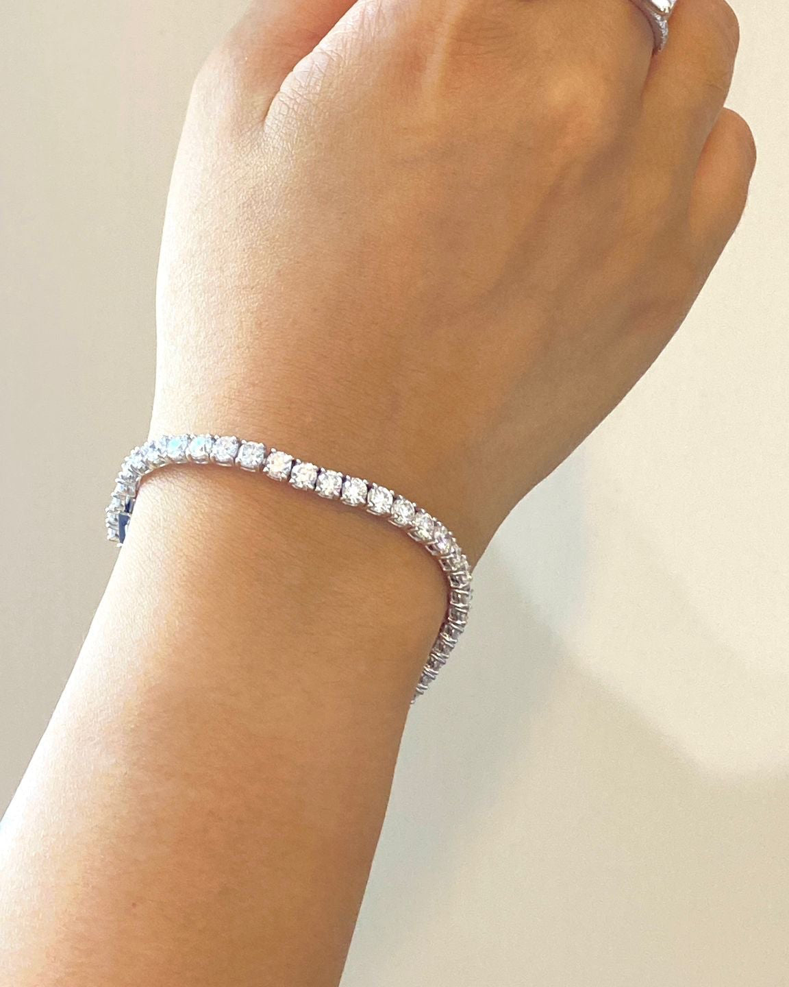 培育鑽石電鍍白網球手鏈 15份 1粒共7.24ct tennis Bracelet
