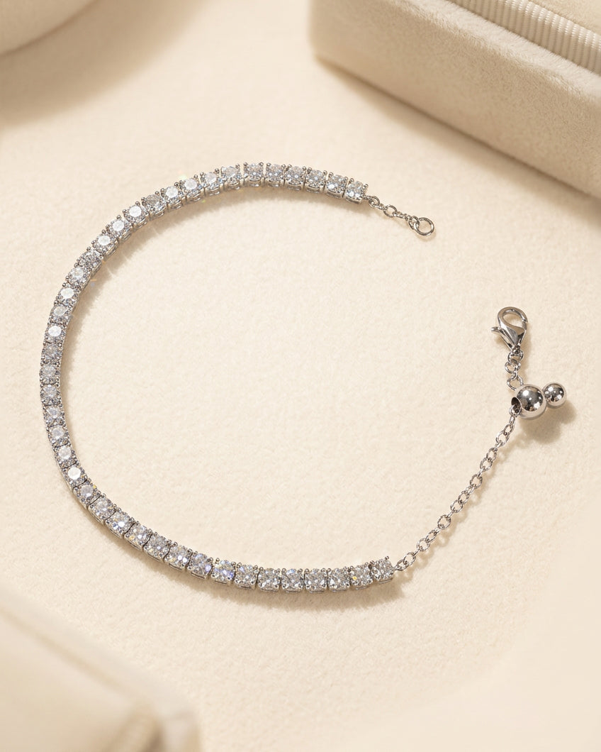 培育鑽石0.05ct 1粒 / 2.4ct (2.42mm)電鍍白手鏈 lab grown diamond Tennis bracelet