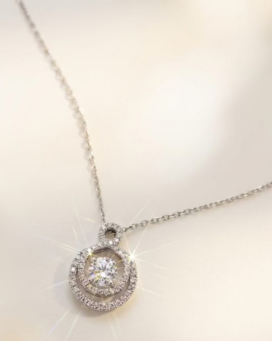 培育鑽石0.535ct +0.371ct 電鍍白金項鏈 Lab grown diamond pendant