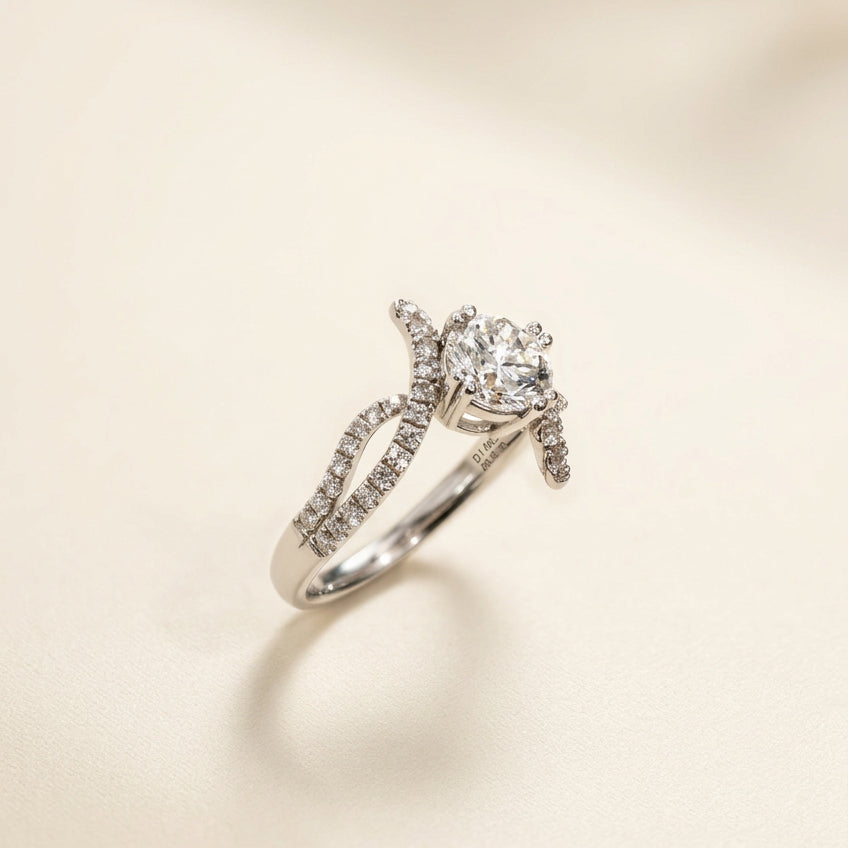 培育鑽石戒指 1.04ct /0.321ct 電鍍白金lab grown diamond Ring