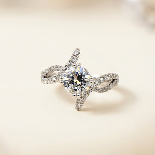 培育鑽石戒指 1.04ct /0.321ct 電鍍白金lab grown diamond Ring