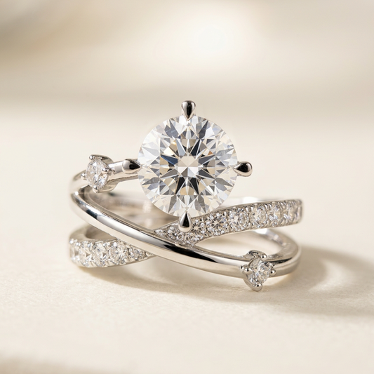 培育鑽石戒指 主石1.554ct+0.398ct 鉑金950 Lab grown diamond Ring