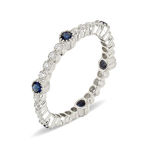 14K White Gold With Blue Stone Eternity Band SJR54048