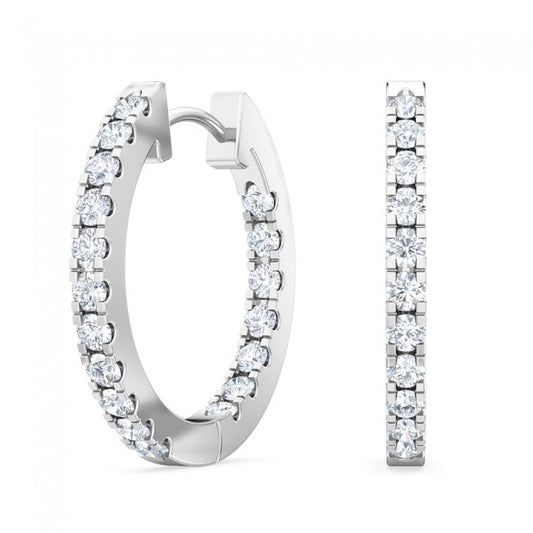 14K White Gold Hoops Earrings 0.50 ctw SJE31877