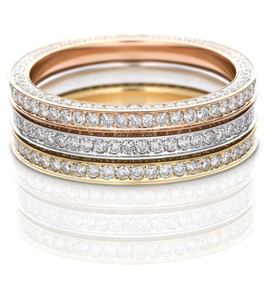 Couple ring 3 color with diamonds