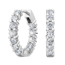 將圖片載入圖庫檢視器 14K White Gold Lab Grown Diamond Hoops Earrings 1 ctw SJE31883
