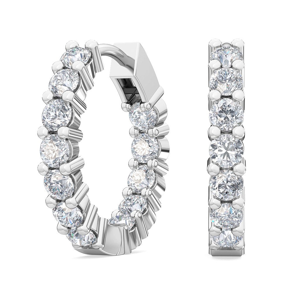 14K White Gold Lab Grown Diamond Hoops Earrings 1 ctw SJE31883