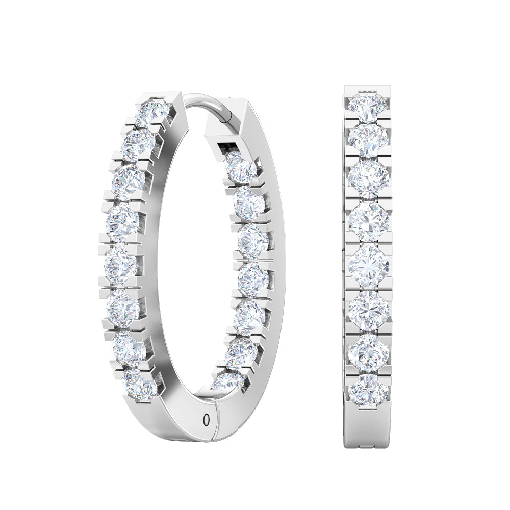 14K White Gold Lab Grown Diamond Hoops Earrings 0.64 ctw SJE31875
