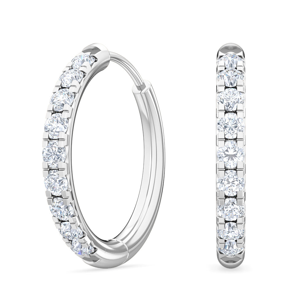 14K White Gold Lab Grown Diamond Hoops Earrings 0.50 ctw SJE31881