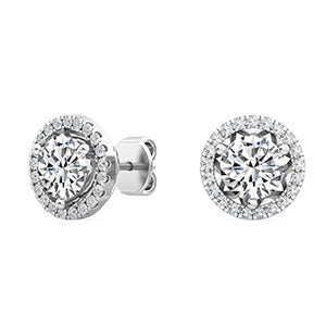 14K White Gold Halo Earrings 0.24 ctw SJE31895