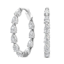 將圖片載入圖庫檢視器 14K WG Pear Cut Lab Grown Diamond Hoops Earrings 5.98 ctw SJE32112

