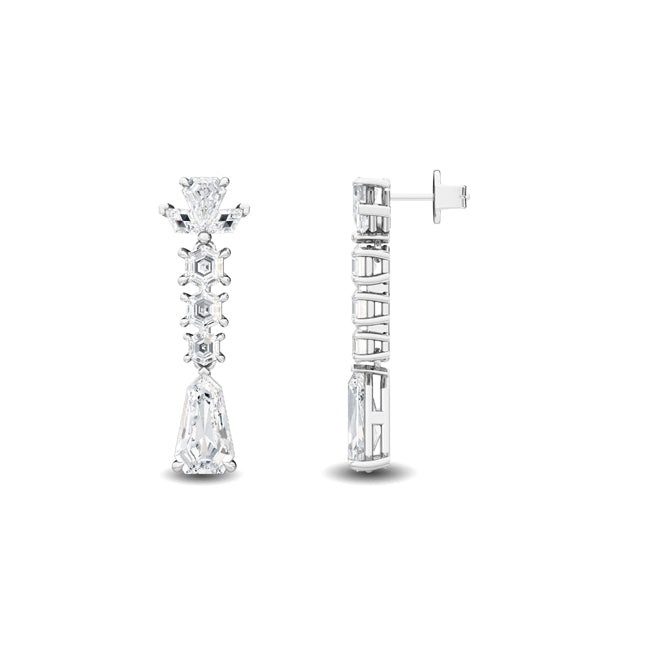 14K White Gold Lab Grown Diamond Drop Earrings 3.78 ctw SJE32186