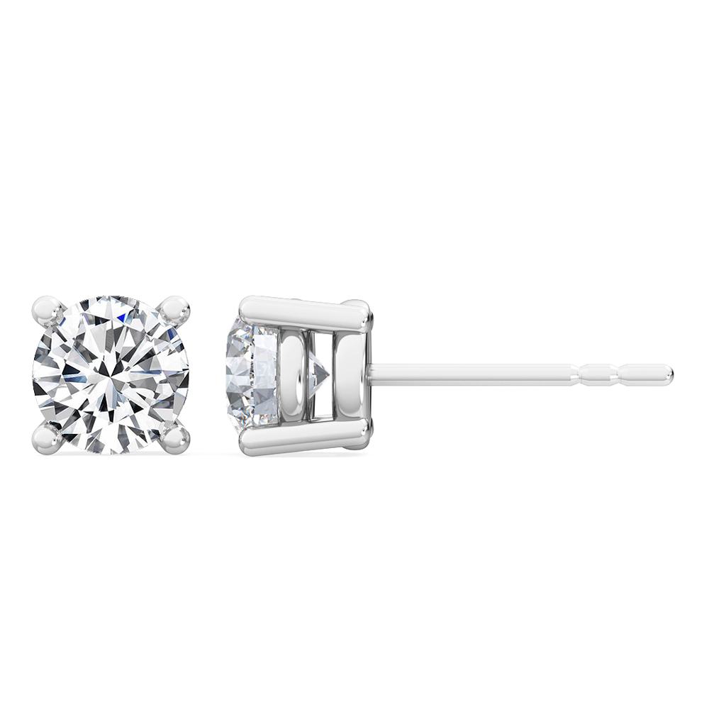Solitaire diamond 0.8ctw 14KW Four Prong Stud Earrings