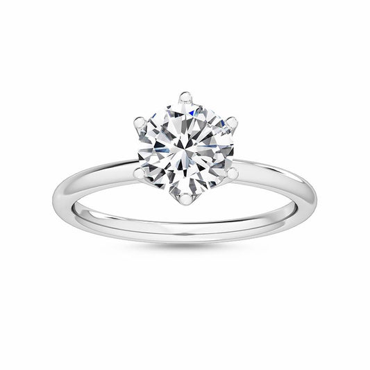 18K White Gold Six Prong Set Solitaire Engagement Ring